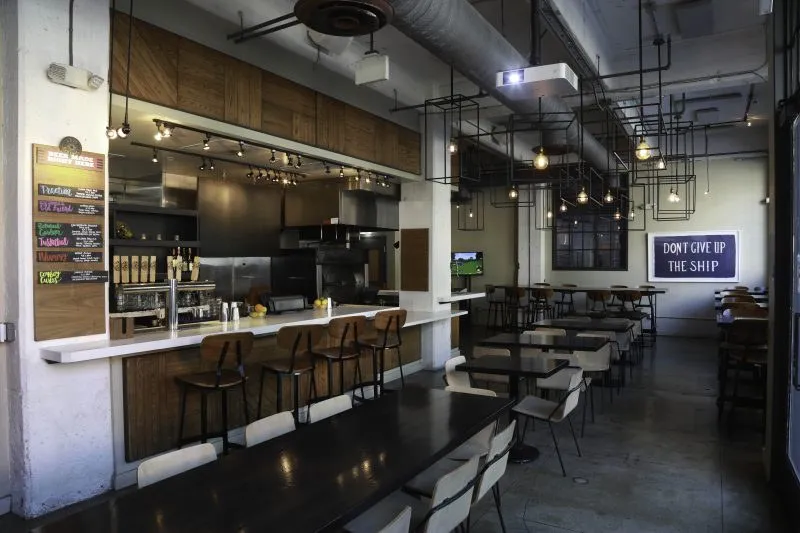 The kitchen counter and menu boards